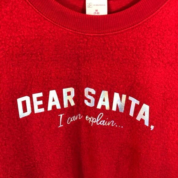 No Boundaries Red Fuzzy Santa Sweatshirt Size Med - Picture 7 of 8